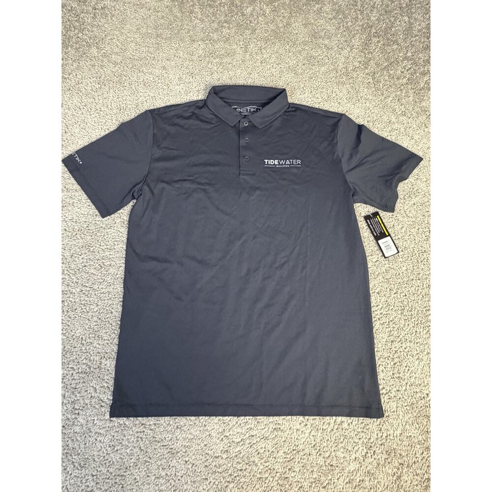 ANETIK Polo Shirt Mens L Black Nylon Spandex Mesh Embroidered Collared Golf